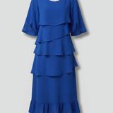 Damen Midi-Kleid mit gespaltenen Ärmeln und Rüschendetails