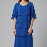 Damen Midi-Kleid mit gespaltenen Ärmeln und Rüschendetails