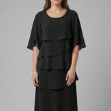 Damen Midi-Kleid mit gespaltenen Ärmeln und Rüschendetails