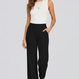 Damenweite-Hosen mit Hoher Taille und Seitentaschen