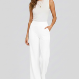 Damenweite-Hosen mit Hoher Taille und Seitentaschen