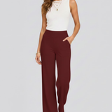 Damenweite-Hosen mit Hoher Taille und Seitentaschen