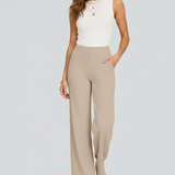 Damenweite-Hosen mit Hoher Taille und Seitentaschen