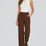 Damenweite-Hosen mit Hoher Taille und Seitentaschen