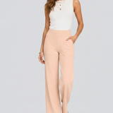Damenweite-Hosen mit Hoher Taille und Seitentaschen