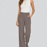 Damenweite-Hosen mit Hoher Taille und Seitentaschen