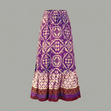 Damen Maxi-Rock mit Print, elastischem Bund und gestuftem Design