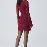 Damen-Mesh-Minikleid mit floralem Detail