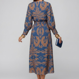 Damen Maxi Kleid mit V-Ausschnitt und bedruckter Oberfläche