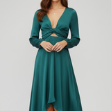 Damen Midi-Kleid mit Frontbindeband