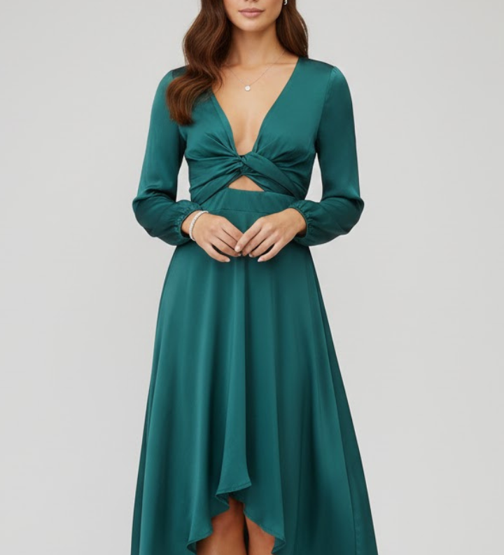 Damen Midi-Kleid mit Frontbindeband