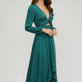 Damen Midi-Kleid mit Frontbindeband