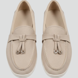 Damen Slipper mit Quasten-Detail und flacher Sohle