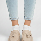 Damen Slipper mit Quasten-Detail und flacher Sohle