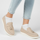 Damen Slipper mit Quasten-Detail und flacher Sohle