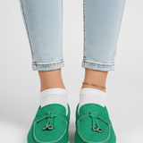 Damen Slipper mit Quasten-Detail und flacher Sohle