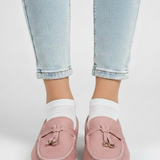 Damen Slipper mit Quasten-Detail und flacher Sohle