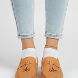 Damen Slipper mit Quasten-Detail und flacher Sohle