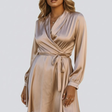 Damen Mini Kleid mit V-Ausschnitt und Wickel-Taille