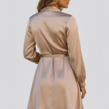 Damen Mini Kleid mit V-Ausschnitt und Wickel-Taille