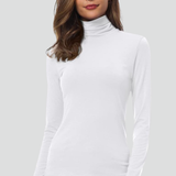 Damen Rollkragenpullover mit langen Ärmeln und einfarbiger Oberfläche
