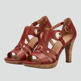 Damen Sandalen mit Absatz und mehreren Riemen im Obermaterial und offener Zehenpartie