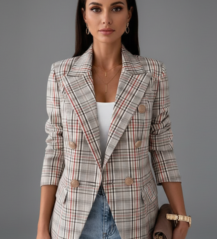 Damenblazer mit Revers und strukturierter Oberfläche