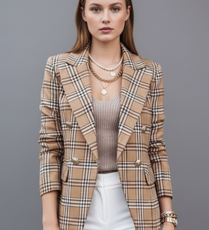 Damenblazer mit Revers und strukturierter Oberfläche