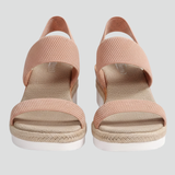 Damen Sandalen mit elastischem Obermaterial und erhöhter Sohle