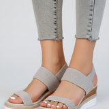 Damen Sandalen mit elastischem Obermaterial und erhöhter Sohle