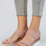 Damen Sandalen mit elastischem Obermaterial und erhöhter Sohle