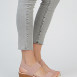 Damen Sandalen mit elastischem Obermaterial und erhöhter Sohle