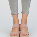 Damen Sandalen mit elastischem Obermaterial und erhöhter Sohle