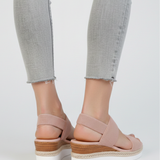 Damen Sandalen mit elastischem Obermaterial und erhöhter Sohle