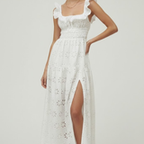 Maxikleid für Damen mit quadratischem Ausschnitt und Rüschenträgern