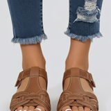 Damen Sandalen mit offenem Zehenbereich, Riemen und verstellbarem Verschluss