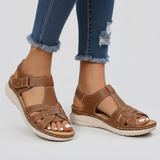 Damen Sandalen mit offenem Zehenbereich, Riemen und verstellbarem Verschluss