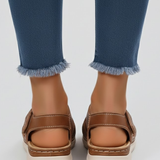 Damen Sandalen mit offenem Zehenbereich, Riemen und verstellbarem Verschluss