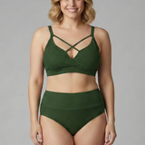 Bikini-Set in Übergrößen mit trägerlosem Oberteil und hochgeschnittenem Unterteil