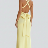 Damen Maxikleid mit V-Ausschnitt und tailliertem Bund