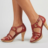 Damen Sandalen mit Absatz und mehreren Riemen im Obermaterial und offener Zehenpartie