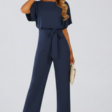 Damen-Jumpsuit mit Gürtel und weitem Bein