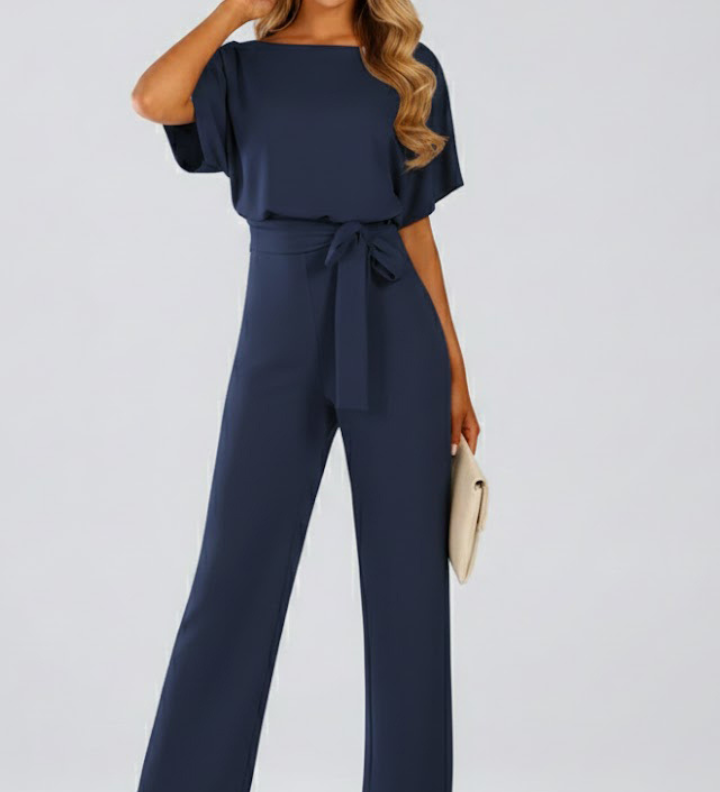 Damen-Jumpsuit mit Gürtel und weitem Bein