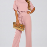 Damen-Jumpsuit mit Gürtel und weitem Bein