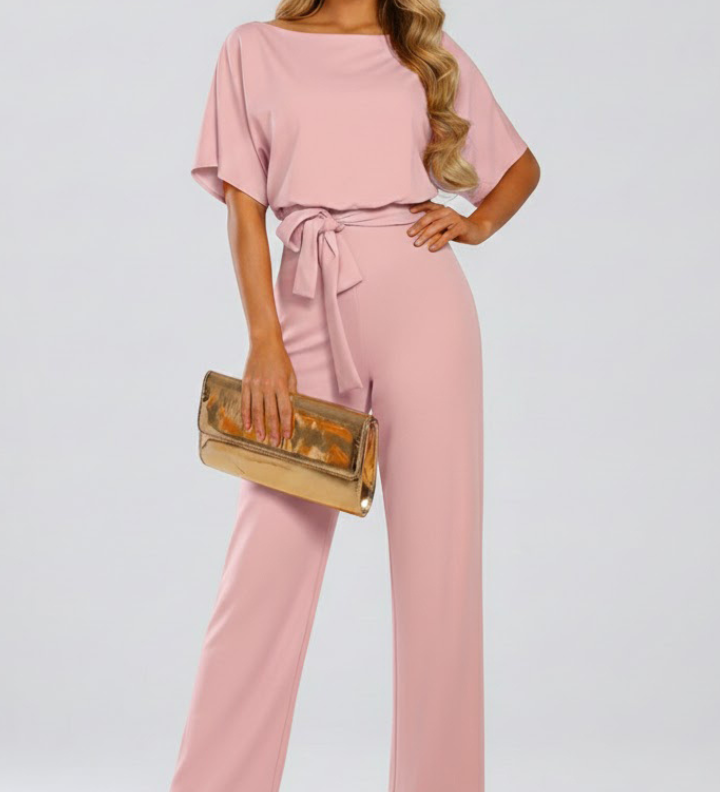 Damen-Jumpsuit mit Gürtel und weitem Bein