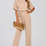 Damen-Jumpsuit mit Gürtel und weitem Bein