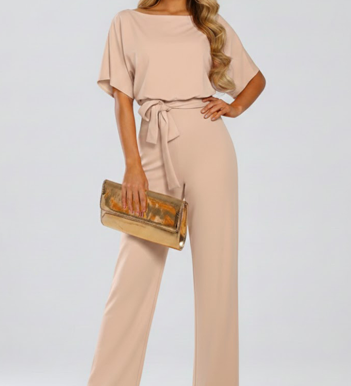 Damen-Jumpsuit mit Gürtel und weitem Bein