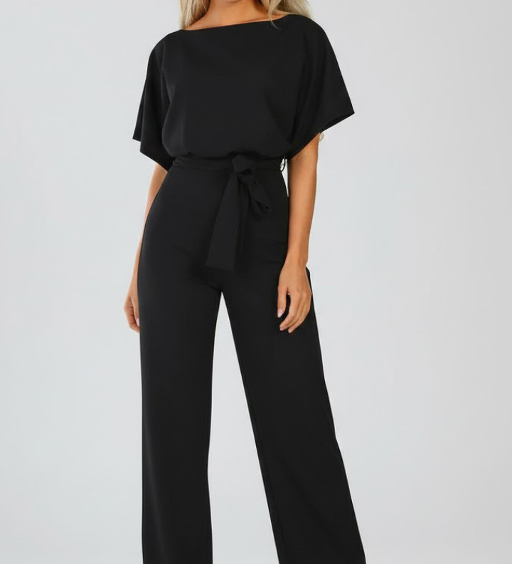 Damen-Jumpsuit mit Gürtel und weitem Bein