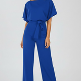 Damen-Jumpsuit mit Gürtel und weitem Bein