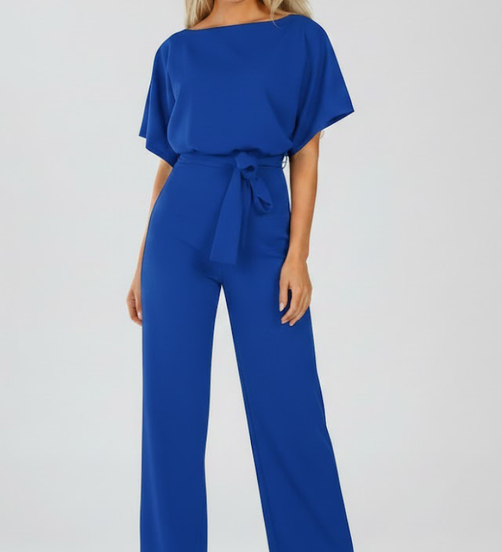 Damen-Jumpsuit mit Gürtel und weitem Bein